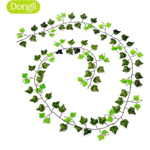 100pc Leaf 1 piece Green Silk Artificial Hanging Garland Fake plant Vine Leaves Diy Home Wedding Party Bathroom Garden Decor ivy