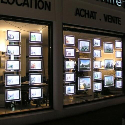 10PCS Real Estate Agency cable wire acrylic window led illuminated displays A3 double sided landscape