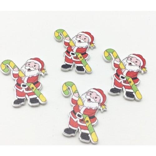 1000pcs 30mm Wood Santa Buttons Sewing 2 Holes DIY Father Christmas Crafts Accessories Embellishments Cardmaking Scrapbooking