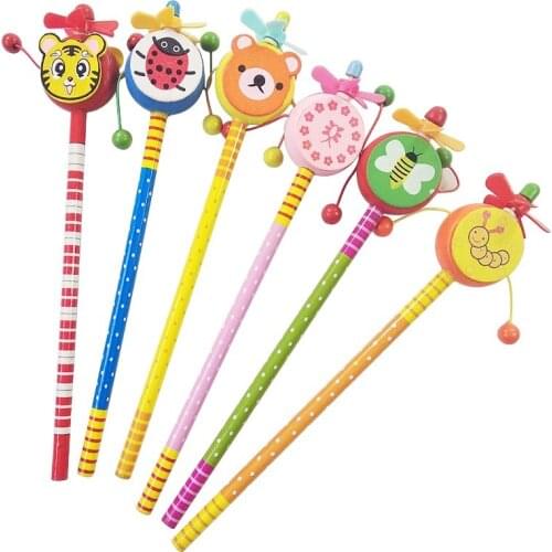 24 Pcs/lot Windmill Animal Doll Designs Party Favors Small Gift Wooden Write Supply For Children Cute HB Pencil Gift For Weeding