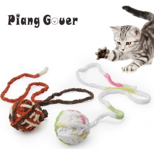 3Pcs/lot Long Tail Color Fuzzy Cats Ball Toy Ball Of String Pet Cat Toys