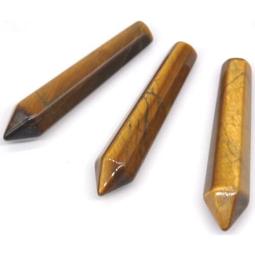 3PC Natural Stone Tiger Eye Hexagonal Point Pendants Accessory Healing Crystal Necklace Pendulum Reiki Chakra For Making Jewelry