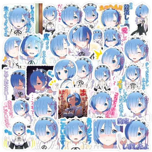 40pcs/pack Cute Rem Life In A Different World From Zero Anime Stickers For Refrigerator Car Helmet DIY Gift Bicycle Notebook