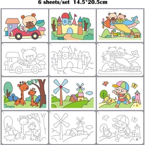 6pc Drawing Set Tool Painting Template Kindergarten Pupils Art Graffiti Decorative Stencils Bullet Journal Drawing Template