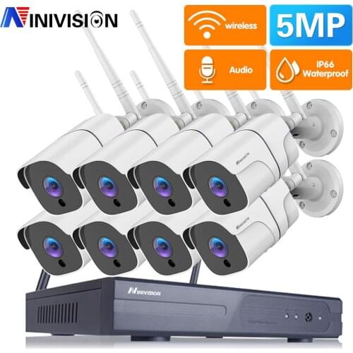 Plug and Play 8CH Wireless CCTV NVR System 5mp NVR Wifi IR-CUT Outdoor AI IP CCTV Camera Security System Video Surveillance Kit