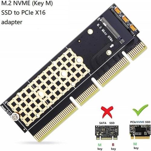 M.2 NVMe Adapter SSD to PCIe Card M2 Key M Driver with Silicone Cooling Pad Hard Drive Adapter Support PCIe x4x8x16 Slot