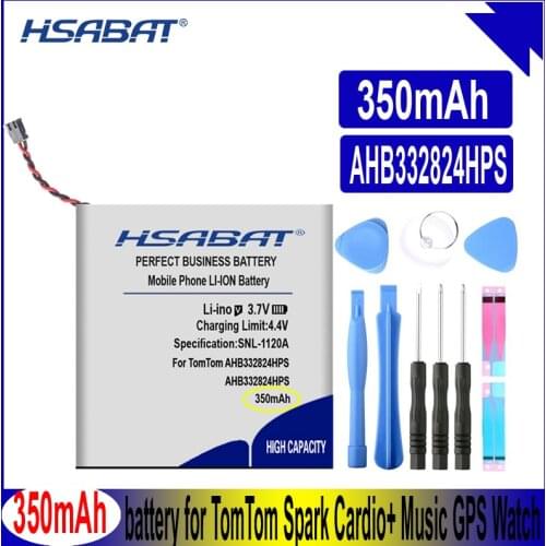 HSABAT AHB332824HPS 350mAh Battery for TomTom Spark Cardio+ Music GPS Watch New Li Polymer Rechargeable Batteries