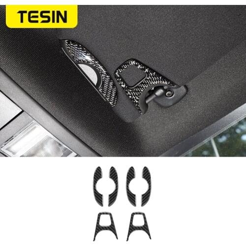 TESIN Interior Accessories Carbon Fiber Car Inner Sun Visor Decoration Cover Stickers For Dodge Challenger 2015