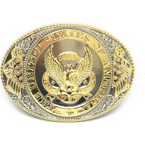 American original western cowboy belt buckle zinc alloy two-color eagle AMERICA belt link buckle birthday gift unisex of man