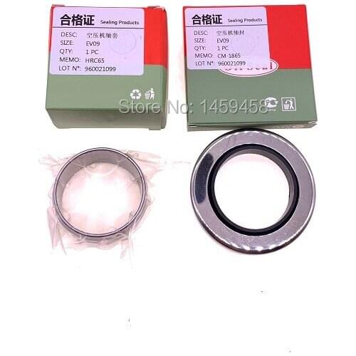 Free shipping 2sets/lot CF128G/ CF128R/ EV09 shaft seal bushing lipseal kit for GHH rand airend spare parts 2 seal+1 bushing