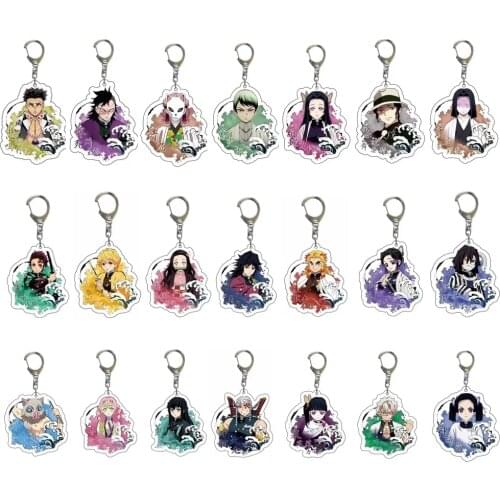 Wholesale Anime Keychains Demon Slayer Kimetsu no Yaiba Exquisite Two-sided Acrylic Keychain Bag Pendant Cosplay Key Chain Gifts