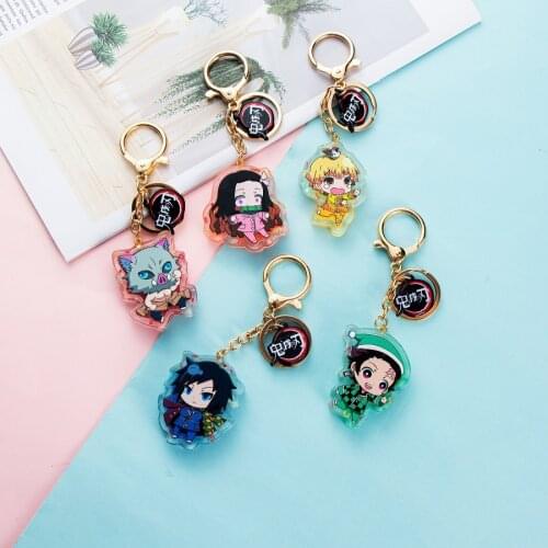 5pcs/lot Anime Demon Slayer: Kimetsu no Yaiba PVC keychain keyring bag pendant toy gift