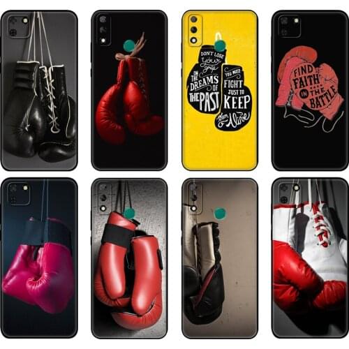 Black tpu Case For Huawei Y9S Y6S Y8S Y5P Y7P Y8P Case For Huawei Y5 lite Prime 2018 Y6 2019 Cover Boxing Gloves