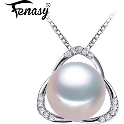 FENASY Natural Pearl Necklace For Women Pearl Jewelry 925 Sterling Silver Elegant Pendant With Chain Choker Necklace
