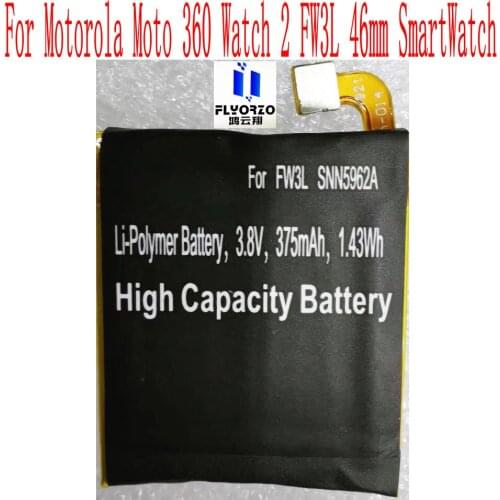 New High Quality 375mAh SNN5962A Battery For Motorola Moto 360 Watch 2 FW3L 46mm SmartWatch
