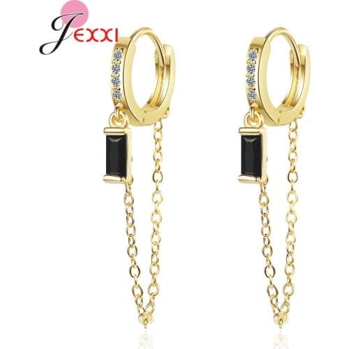 Ins Hot 925 Sterling Silver Rhinestone Bijoux Ear Chain Tassel Drop Earrings For Women Jewelry Pendientes