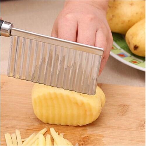 Potato French Fry Cutter Stainless Steel Kitchen Accessories Wave Knife Chopper Serrated Blade Carrot Slicer
