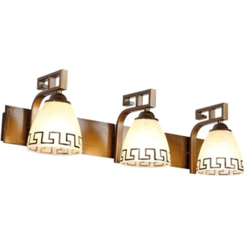 Chinese Classical Copper Glass 2/3 Heads Mirror Light Bathroom Cabinet Bright European Vintage Wall Lamp 2076