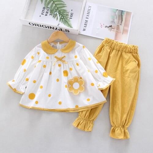 2PCS Toddler Clothes Set Kids Baby Girls Spring Clothes Girl Flower Tops+Casual Pants Children Clothing SuitsNew