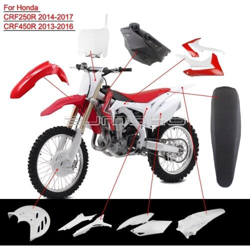 Motorcycle Dirt Bike Plastic Fairing Kit For Honda CRF250R CRF450R Enduro Complete Plastic Bodywork Cover Kit w/ Fuel Tank Seat