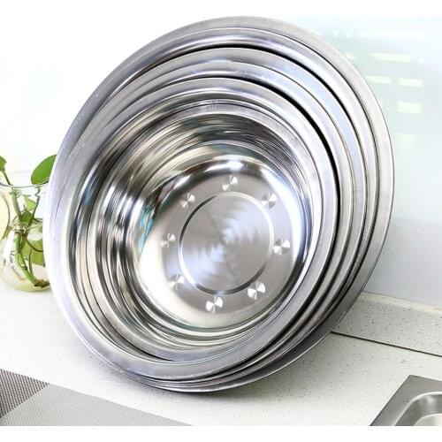 Stainless Steel Kneading Basin Round Kitchen Household Deepening Thickening Soup Pot Egg Washing Vegetable Mixing Bowl