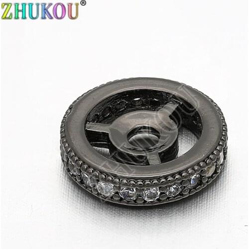 12mm Brass Cubic Zirconia Wheel Beads Charms for DIY Jewelry Findings Making, Hole: 2mm, Model: VZ132