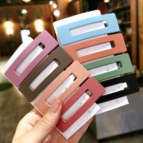 Fashion Women Girls Candy Color Square Hair Clip BB Hairpins Metal Barrettes Styling Tools Hair Accessories for Daily Life