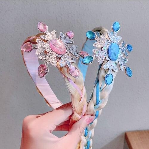 Girls Headband Princess Cosplay Weaving Braid Headband Hair Crystal Decoration Girl Wig Girls Headband Kids Hair Braided