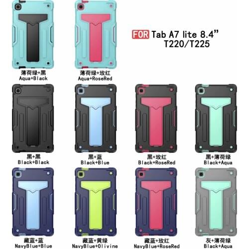 30pcs/lot Dual color Tablet Armor Rugged Stand case For Samsung Tab A7 Lite T220/T225 8.4"