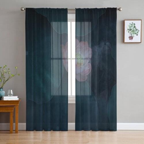 Youth Bedroom Sheer Curtains Lotus Smoke Beautiful Kitchen Study Curtains Living Room Holiday Decor Tulle Curtains