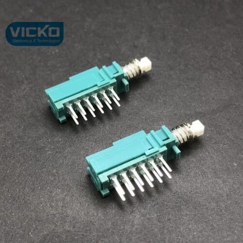 [VK] Direct key Switch Button Press Switch Amplifier Mixer Car Switch Self locking lock 12 pin 12 feet 12 foot 12P 32.5mm green