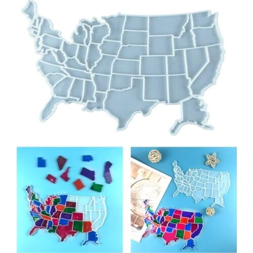 Silicone Jewelry Tray Epoxy Resin Casting Mold US Map Mat Teapot Mat Tray Mold for Jewelry Making Table Wine Tray