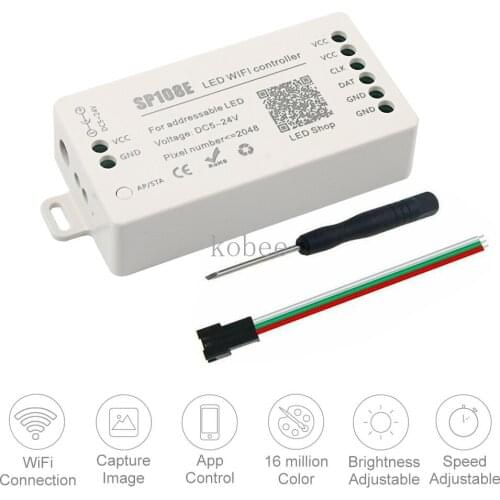 SP108E LED WIFI Controller WS2811 WS2812B WS2813 WS2815 SK6812 Etc LED Strip Module Light Smart APP Wireless Control DC5-24V