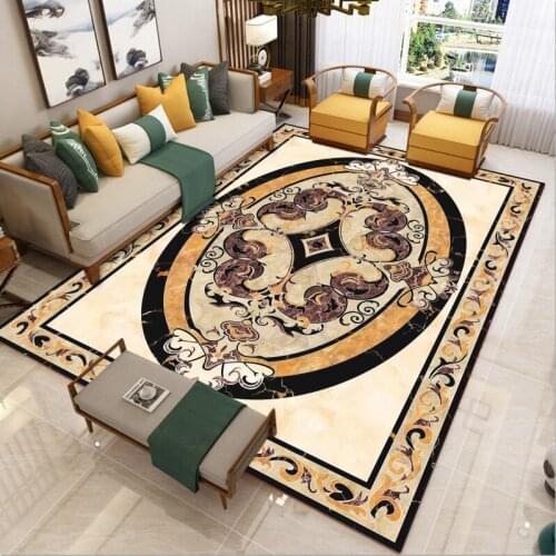 Light luxury European style luxury bedroom carpet autumn and winter washable carpet living room geometric floor mat modern print
