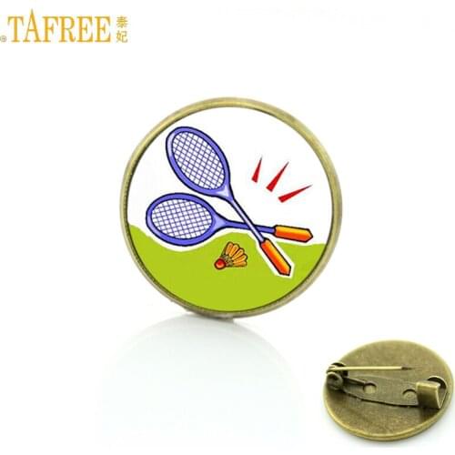 TAFREE Brand 2017 new arrival sports style Play Badminton brooches men women fashion charms badge pins jewelry player gift SP333