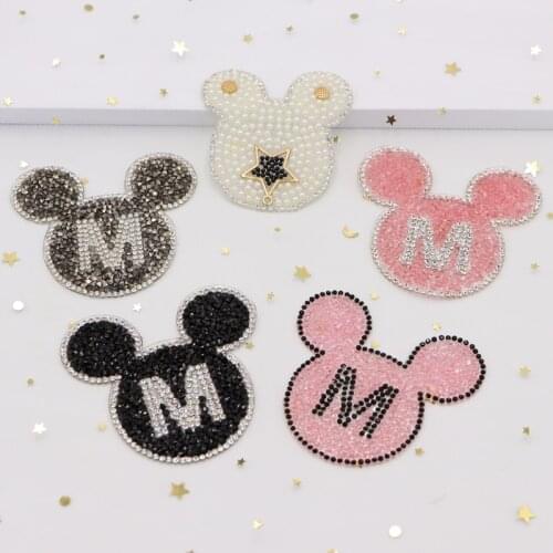 Cartoon animal Rhinestone Patch Sequin Thermo Sticker WIth Glue For Clothe Hats Shoes Bags Easy Print For Hhousehold Iron