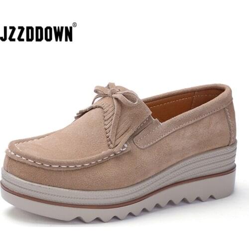 JZZDDOWN Heel High 6cm shoes woman platform Creeper Women shoes genuine leather 7Colors women sneakers platform female shoes