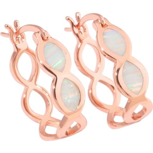 CiNily Created White & Pink Fire Opal Rose Gold filling Fashion for Women Jewelry Engagement Earrings 22mm OH4560-61