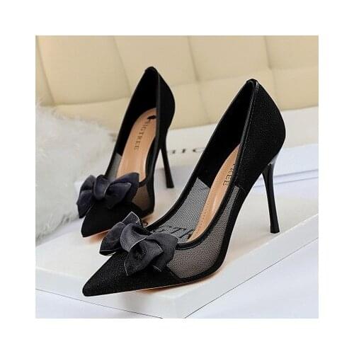 Butterfly-knot Women Pumps Fashion Gradient High Heels 9.5CM Single Shoes Female Spring Summer Sexy Stilettos Wedding Party Shoe