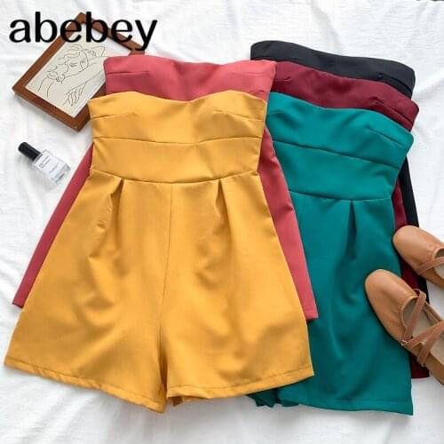 2021 New Summer Temperament All-match solid bra Rompers high waist slim casual Rompers wide leg Rompers