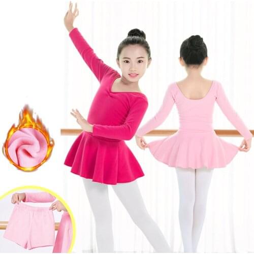 Winter Long Sleeve Ballet Dress for Girls Kids Plus Velvet Cotton Gymnastic Leotards Girl Keep Warm Clothes Dance Suit