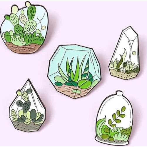1Set Novelty Brooch Sweater Clips Shirts Cardigan Collar Plant Potted Type