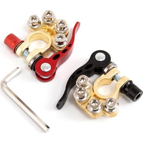 1 Pair Battery Terminal Connector Tin Plated Brass Battery Connector Battery Connection Clip Automobile Battery Pile Heads