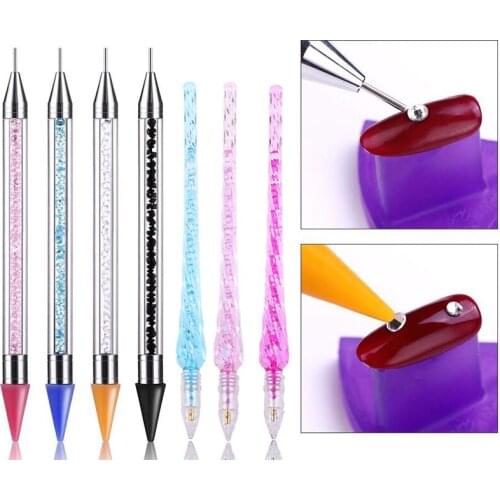 1PC Dual Heads Acrylic Metal Dotting Wax Pen Rhinestones Gem Picker Crystal Picking Nail Art Studs Dotter DIY Point Drill Tools