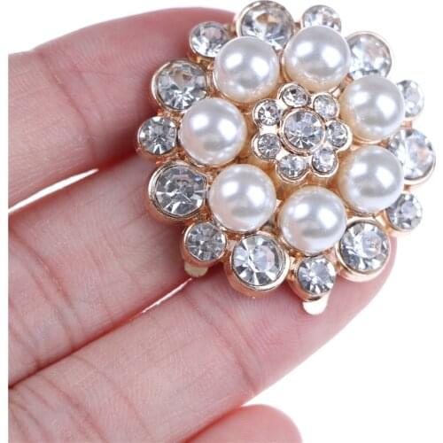 1 Pcs Metal Rhinestone Material Faux Pearl Bridal Prom Shoe Clip Buckle Crystal Rhinestones Charm Shoe Clips
