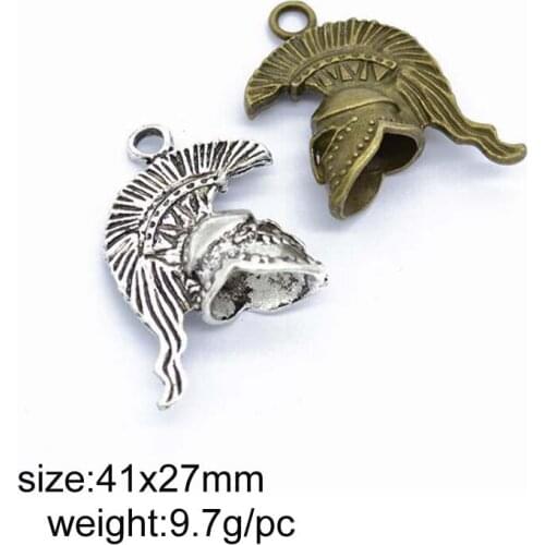 10pcs 41x27mm Two Plating Color Available Alloy Helmet Charm Pendant Fit For DIY Vintage Necklace Making