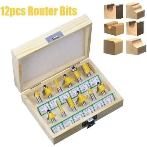 12pcs 8mm Router Bit Set Trimming Straight Milling Cutter Wood Bits Tungsten Carbide Cutting Woodworking Trimming Tools Set