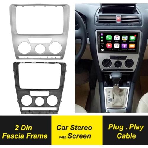 2 Din Car Android Player Fascia For SKODA Octavia Manual AC 2007-2009 Stereo Radio Facia DVD Frame Panel Dash GPS Navigation
