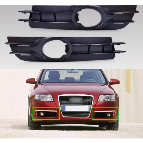 DWCX 2pcs Car Front Fog Light Lamp Grill Grille 4F0807681A 4F0807682A 4F0 807 682 A for Audi A6 2005 2006 2007 2008