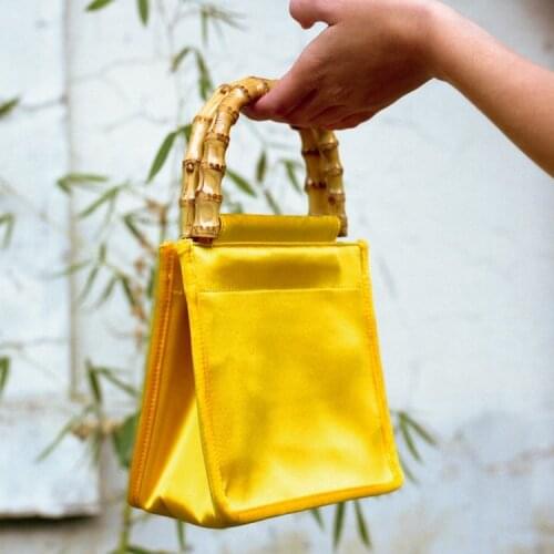 Bag Womens New 2021 Fashion Niche Silk Thick Bamboo Handbag Single Shoulder Yellow Messenger Bag